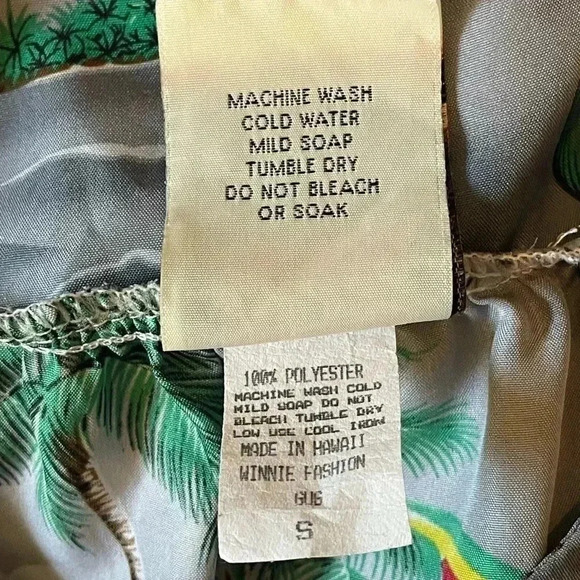 Vtg Hawaiian Togs Sz S Tropical Aloha Dress Muumuu Pocket Ruffle Hem TINY FLAW - Picture 9 of 11